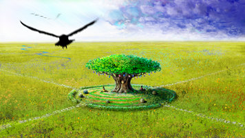 Digital painting concept of the wishing tree of Hindu mythology
